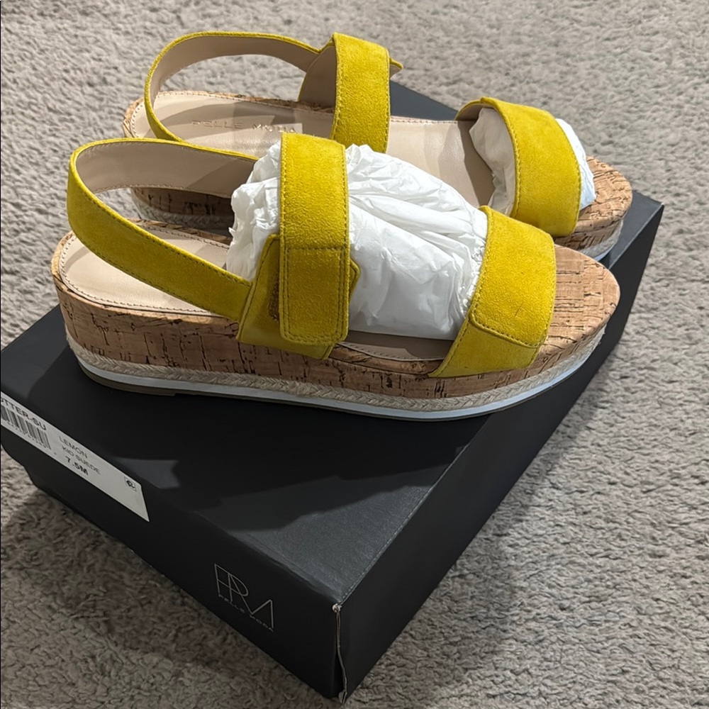 Yellow Suede Platform Sandals